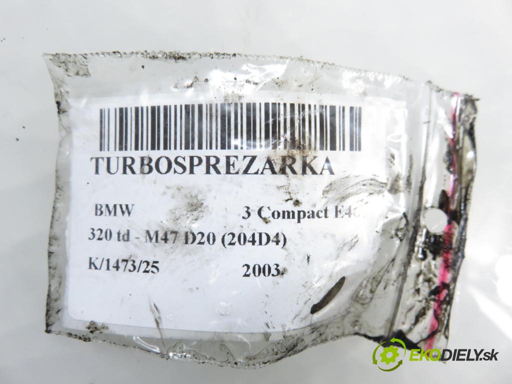 BMW 3 Compact (E46) HB 2003 110,00 320 td 150 - M47 D20 (204D4) 1995,00 Turbodúchadlo 77876261 (Turbodúchadlo (kompletné))