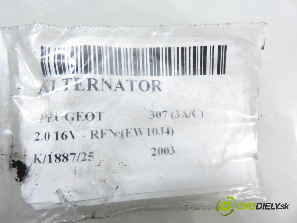 PEUGEOT 307 (3A/C) HB 2003 100,00 2.0 16V - RFN (EW10J4) 1997,00 Alternátor 9649611480 (Alternátor)