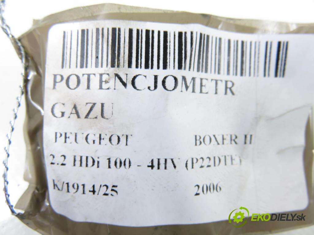 PEUGEOT BOXER Skrzynia FURGON 2006 74,00 2.2 HDi 100 - 4HV (P22DTE) 2198,00 Potenciometer plynu 1349820080 ; 0280755049 (Potenciometer plynového pedálu)