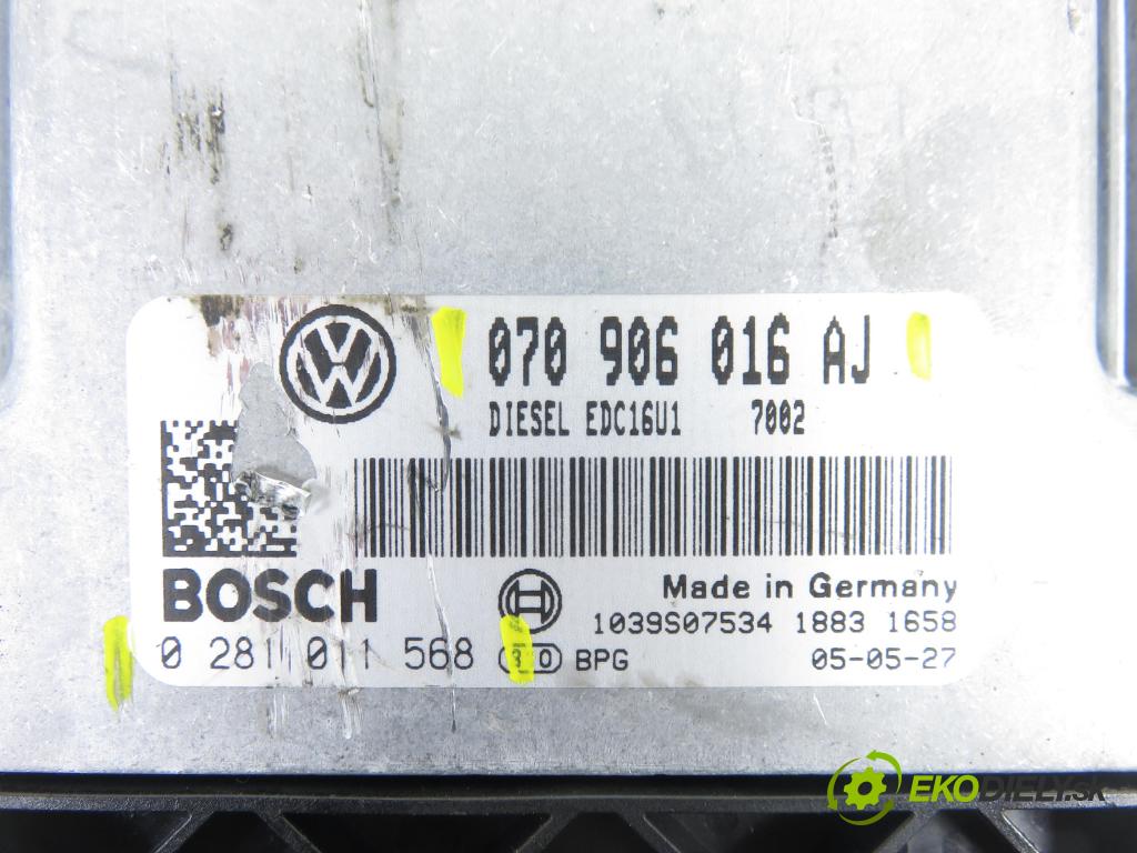VW TRANSPORTER V Skrzynia (7HA, 7HH, 7EA, 7EH) FURGON 2006 96,00 2.5 TDI - AXD 2461,00 Riadiaca jednotka Motor 070906016AJ ; 0281011568