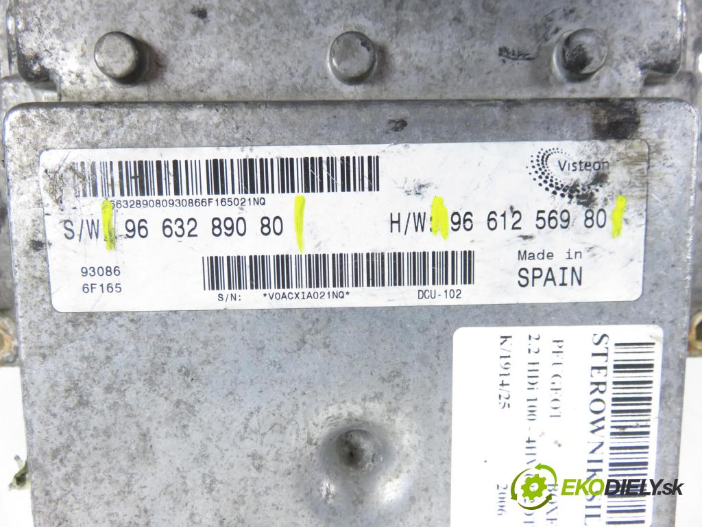 PEUGEOT BOXER Skrzynia FURGON 2006 74,00 2.2 HDi 100 - 4HV (P22DTE) 2198,00 Riadiaca jednotka Motor 9663289080 ; 9661256980