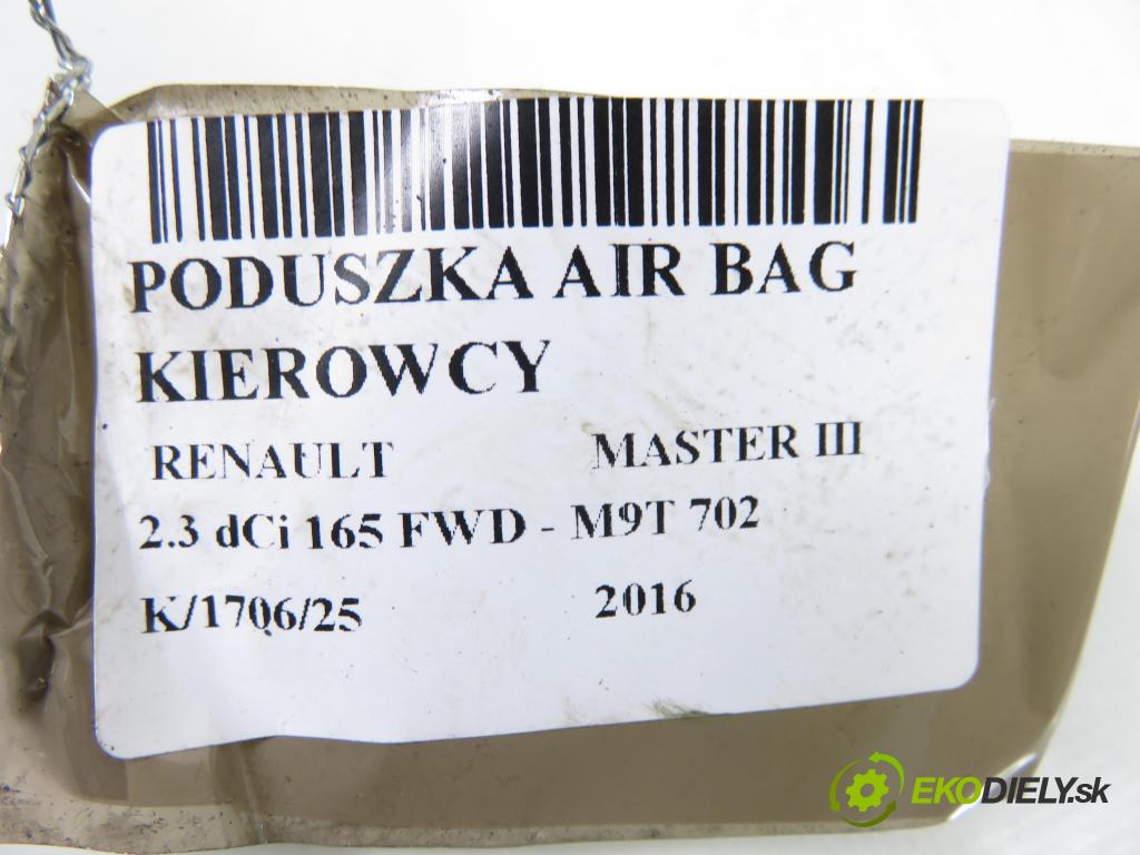 RENAULT MASTER III Platforma / podwozie (EV, HV, UV) KABINA/PLATFORMA 2016 120,00 2.3 dCi 165 FWD - M9T 702 2298,00 AirBag air BAG volantu 34116563B