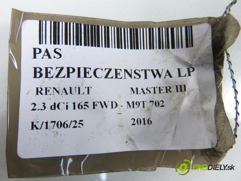 RENAULT MASTER III Platforma / podwozie (EV, HV, UV) KABINA/PLATFORMA 2016 120,00 2.3 dCi 165 FWD - M9T 702 2298,00 Držiak bezpečnostný LP 868840018R