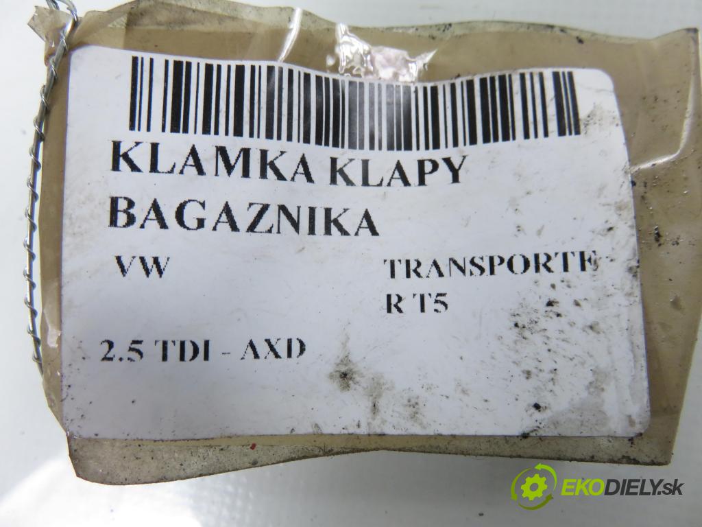 VW TRANSPORTER V Skrzynia (7HA, 7HH, 7EA, 7EH) FURGON 2006 96,00 2.5 TDI - AXD 2461,00 Kľučka dverí kufor 6N0827565D ; 6X0827565B