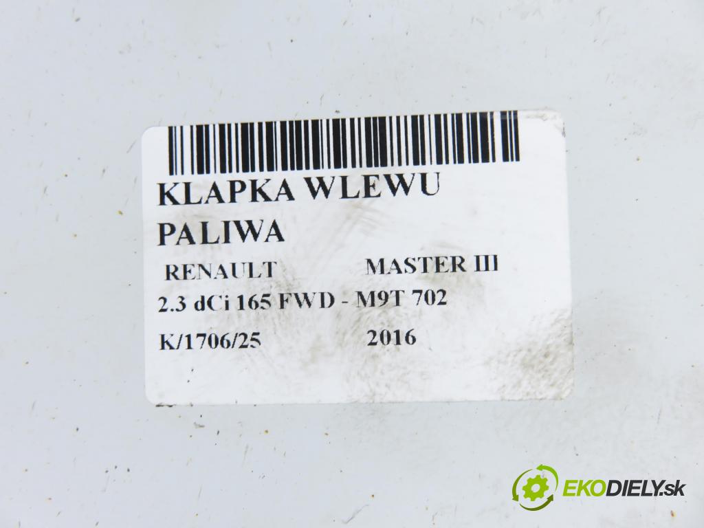 RENAULT MASTER III Platforma / podwozie (EV, HV, UV) KABINA/PLATFORMA 2016 120,00 2.3 dCi 165 FWD - M9T 702 2298,00 Dvierka nádrže paliva 781200017R (Kľučka dverí ostatné)