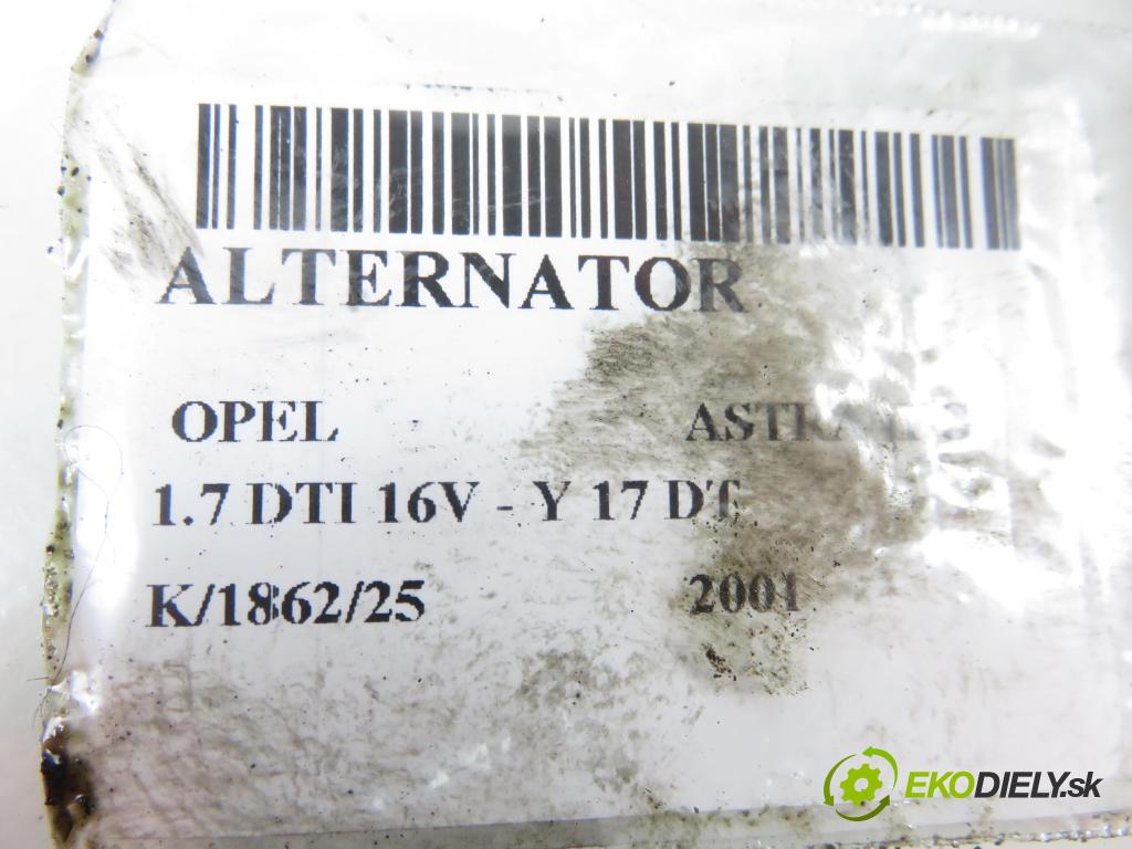 OPEL ASTRA G sedan (T98) HB 2001 55,00 1.7 DTI 16V - Y 17 DT 1686,00 Alternátor  (Alternátor)
