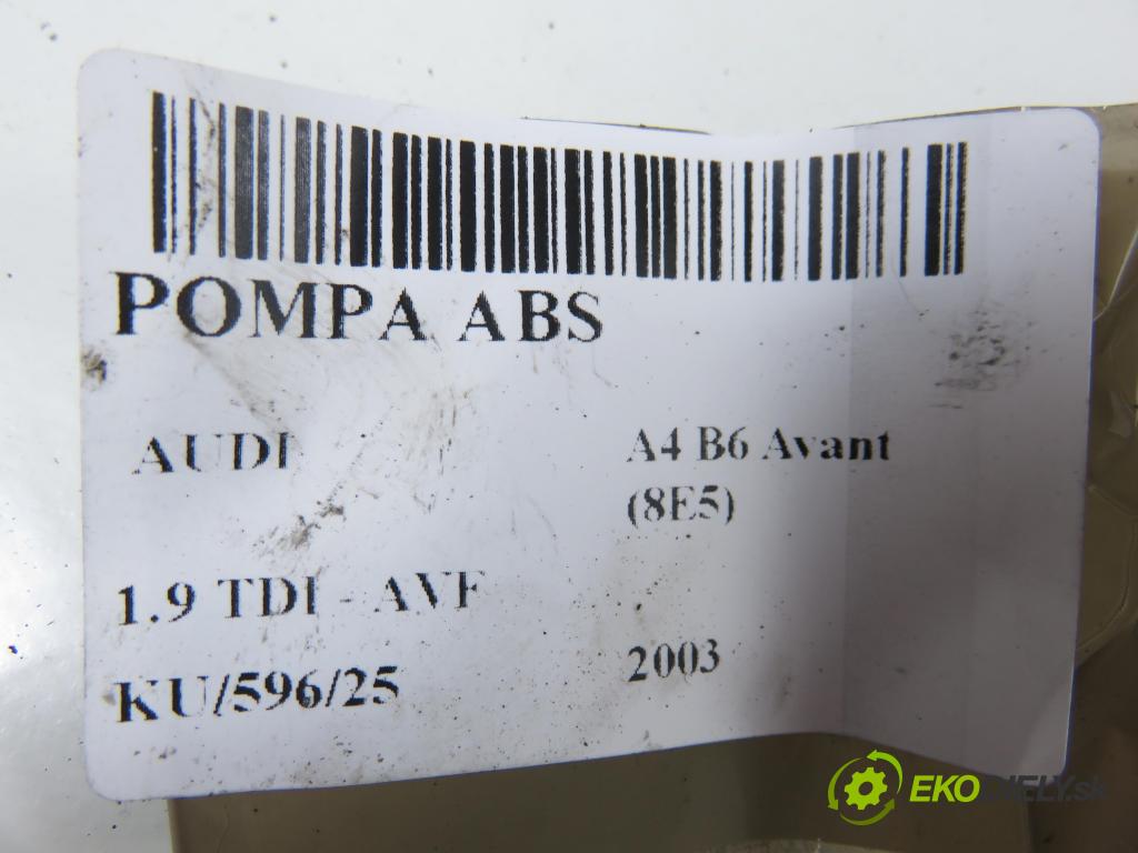 AUDI A4 Avant (8E5, B6) KOMBI 2003 96,00 1.9 TDI PD 130 - AVF 1896,00 Pumpa ABS 0265950011 ; 8E0614517 ; 0265225048 (Pumpa ABS)