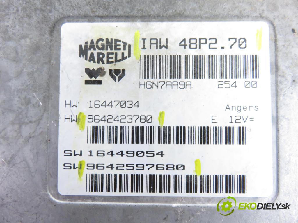 PEUGEOT 206 liftback (2A/C) HB 2000 440,00 1.1 i - HFX (TU1JP) 1124,00 Riadiaca jednotka Motor IAW48P270 ; 9642597680 ; 9642423780