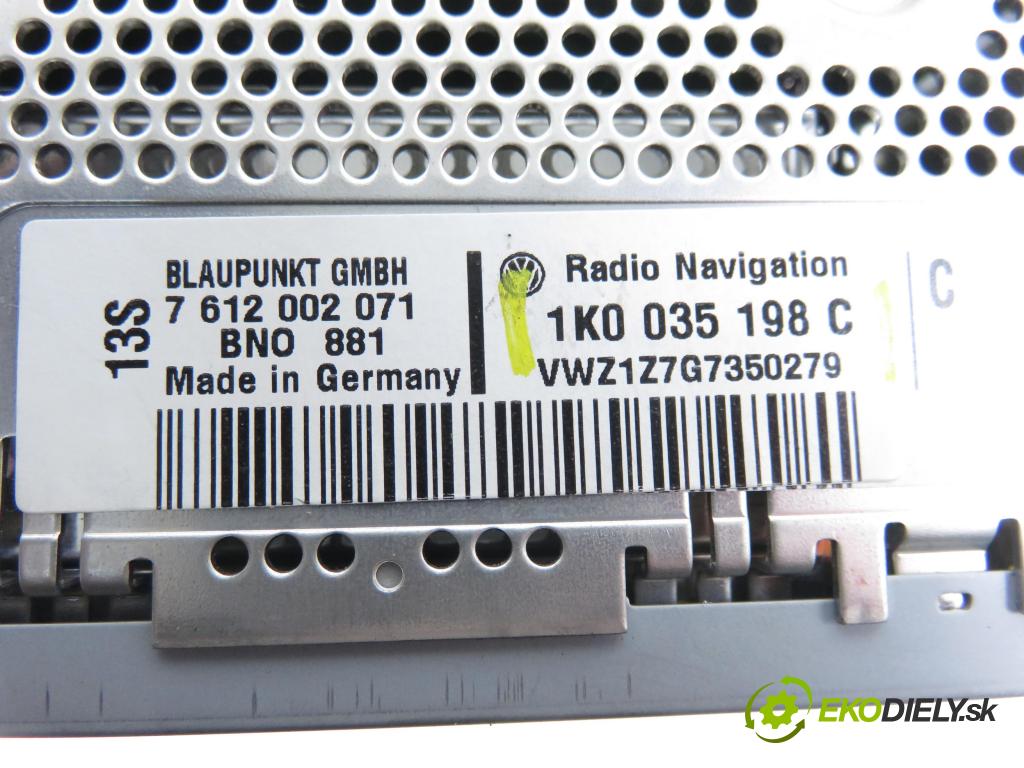 VW PASSAT B6 (3C2) SEDAN 2007 125,00 2.0 TDI - BMR 1968,00 RADIO CD 1K0035198C