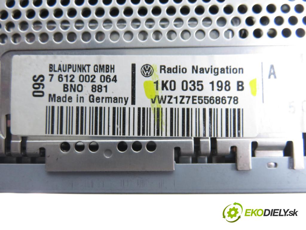 VW TOURAN (1T1, 1T2) MINIVAN 2005 75,00 1.6 - BGU 1595,00 RADIO CD 1K0035198B