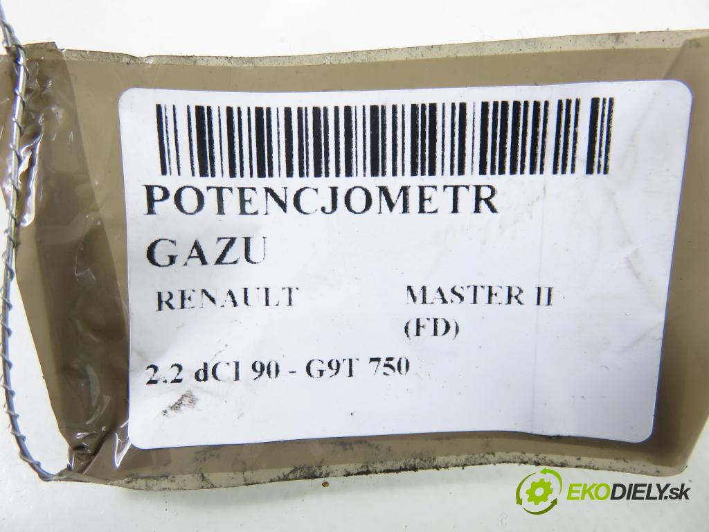 RENAULT MASTER II Skrzynia (FD) FURGON 2006 66,00 2.2 dCI 90 - G9T 750 2188,00 Potenciometer plynu 7700314525 ; 6PV00811904 (Potenciometer plynového pedálu)