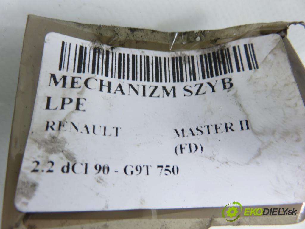 RENAULT MASTER II Skrzynia (FD) FURGON 2006 66,00 2.2 dCI 90 - G9T 750 2188,00 Mechanizmus okien 8200162708 ; 400739