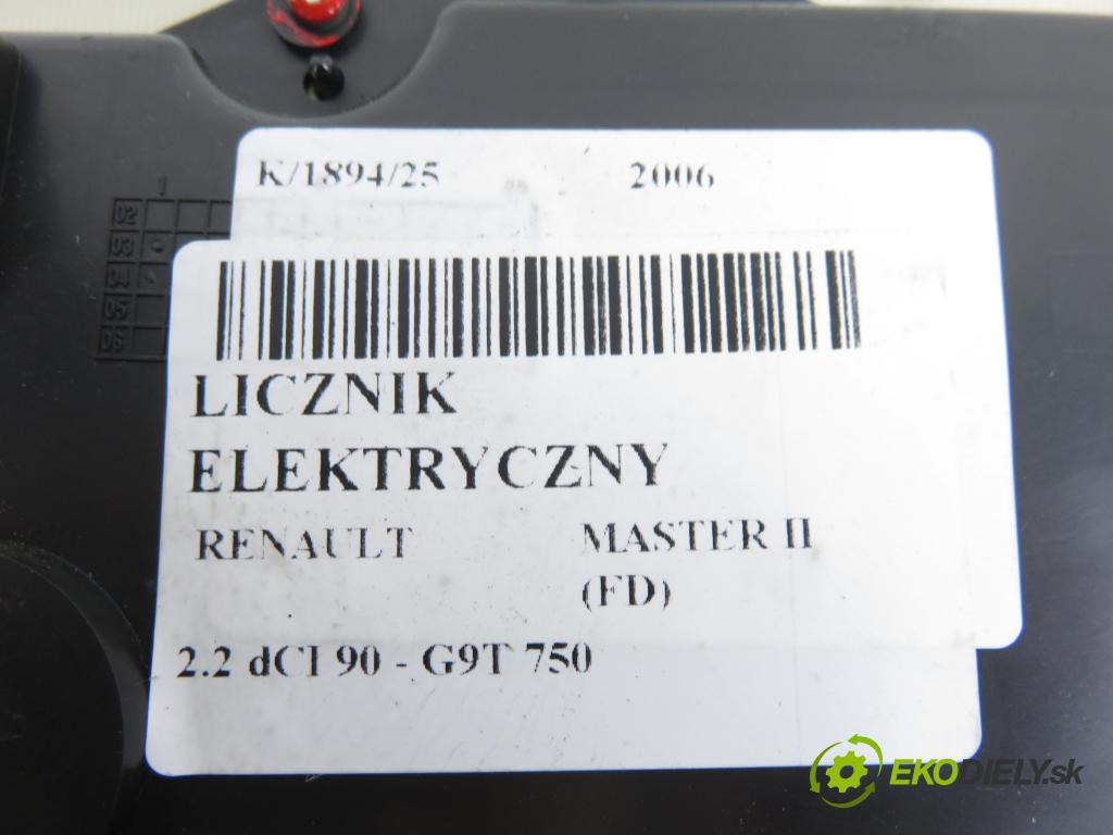 RENAULT MASTER II Skrzynia (FD) FURGON 2006 66,00 2.2 dCI 90 - G9T 750 2188,00 Prístrojovka elektrický P8200199523B
