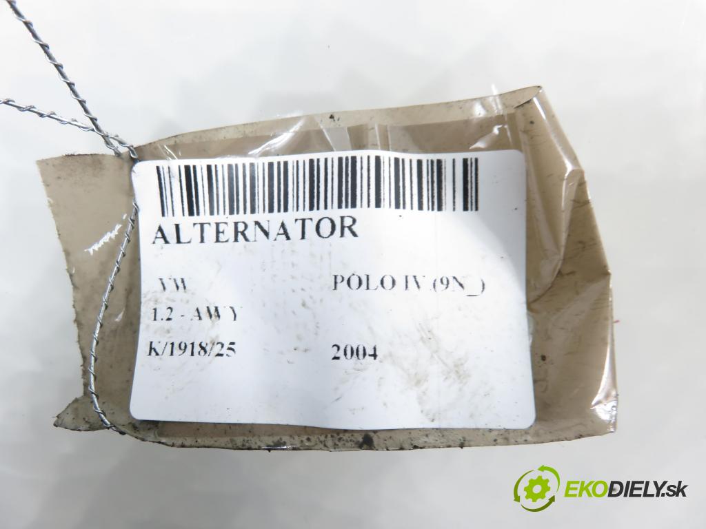 VW POLO (9N_) HB 2004 40,00 1.2 6V 54 - AWY 1198,00 Alternátor 03D903025D (Alternátor)