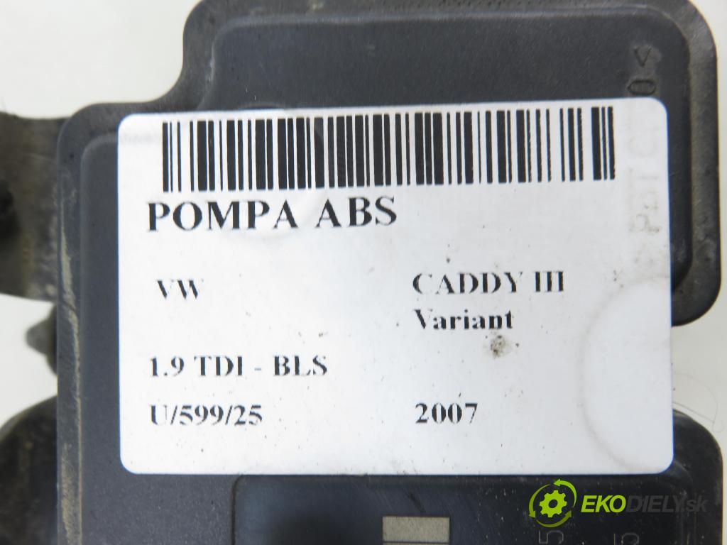 VW CADDY III Variant (2KB, 2KJ, 2CB, 2CJ) KOMBIVAN 2007 77,00 1.9 TDI PD 105 1896,00 Pumpa ABS 1K0907379P ; 10097003153 (Pumpa ABS)