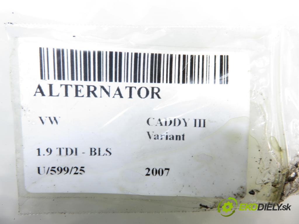 VW CADDY III Variant (2KB, 2KJ, 2CB, 2CJ) KOMBIVAN 2007 77,00 1.9 TDI PD 105 1896,00 Alternátor A0190 (Alternátor)