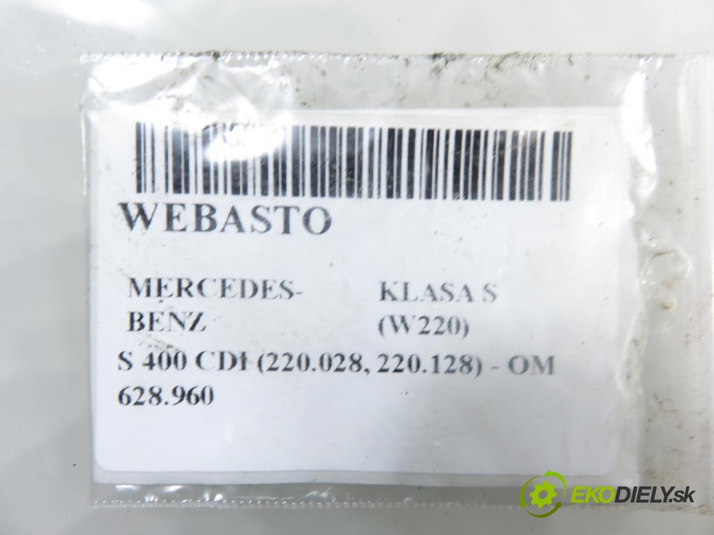 MERCEDES-BENZ KLASA S (W220) SEDAN 2003 191,00 S 400 CDI V8 260 - OM 628.960 3996,00 Webasto 2205004798 ; 9002879E ; 9002878B (Webasto (nezávislé topení))