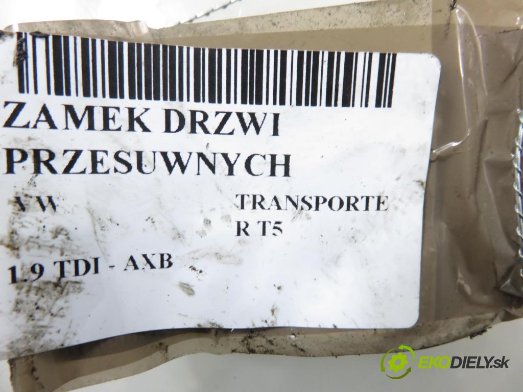 VW TRANSPORTER V Skrzynia (7HA, 7HH, 7EA, 7EH) FURGON 2005 77,00 1.9 TDI PD 105 - AXB 1896,00 zámok Dvere posúvne 7H0843604