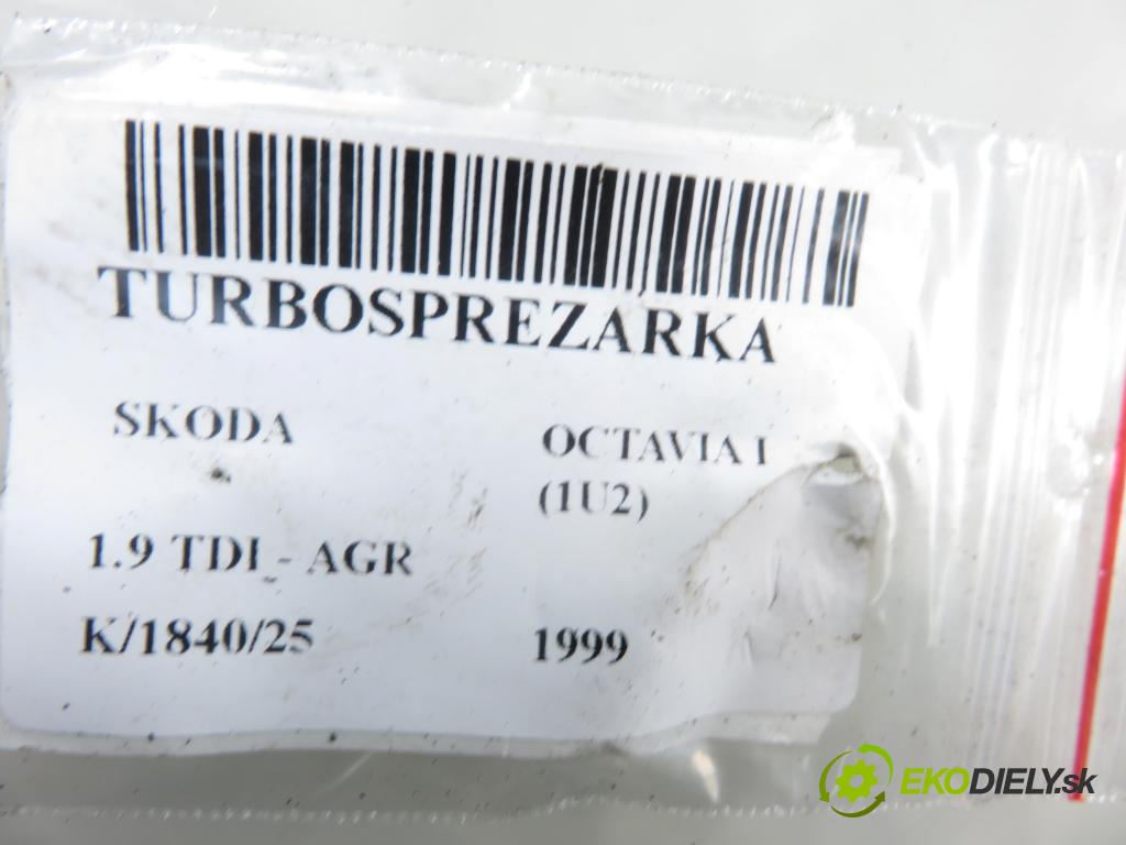 SKODA OCTAVIA I (1U2) LIFTBACK 1999 66,00 1.9 TDI 90- AGR 1896,00 Turbodúchadlo 038145701A (Turbodúchadlo (kompletné))
