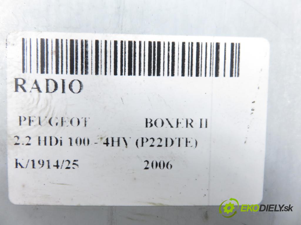 PEUGEOT BOXER Skrzynia FURGON 2006 74,00 2.2 HDi 100 - 4HV (P22DTE) 2198,00 RADIO CD 7646322316 ; 7354362390