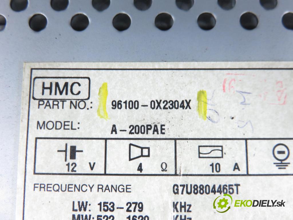 HYUNDAI i10 (PA) HB 2009 57,00 1.2 16V - G4LA 1248,00 RADIO CD 961000X2304X