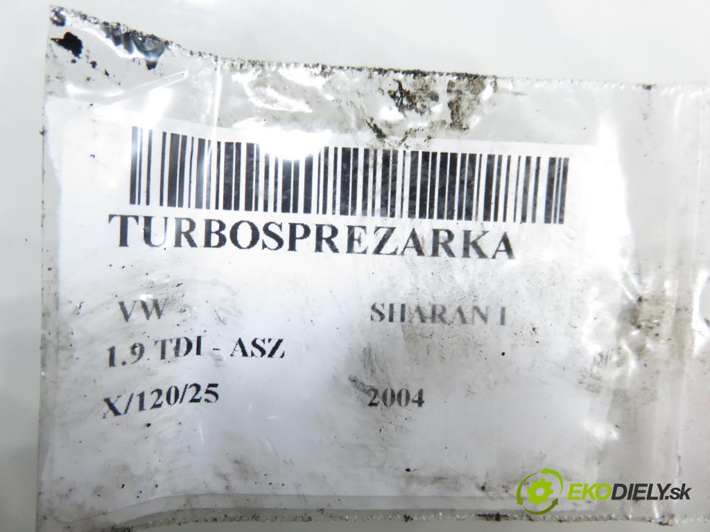 VW SHARAN (7M8, 7M9, 7M6) MINIVAN 2004 96,00 1.9 TDI PD 130 - ASZ 1896,00 Turbodúchadlo 03G253014C (Turbodúchadlo (kompletné))
