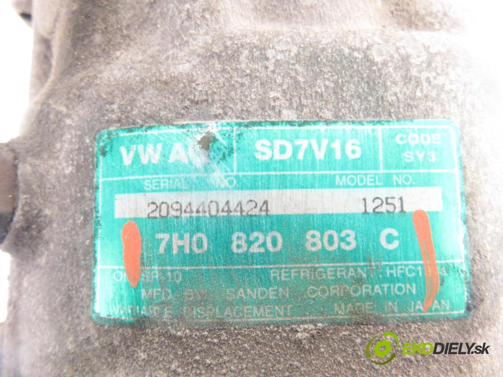 VW TRANSPORTER V Skrzynia (7HA, 7HH, 7EA, 7EH) FURGON 2005 77,00 1.9 TDI PD 105 - AXB 1896,00 KOMPRESOR: klimatizace 7H0820803C (Kompresor klimatizace)