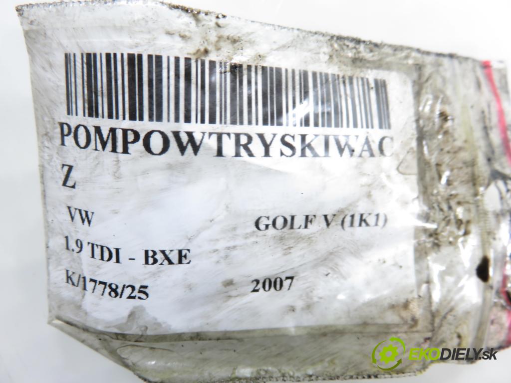 VW GOLF V (1K1) HB 2007 77,00 1.9 TDI - BXE 1896,00 vstříkovač 038130073AG ; 0414720215 (Vstřikovač paliva)