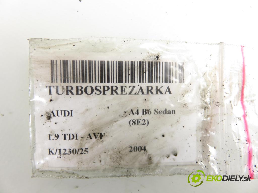 AUDI A4 (8E2, B6) SEDAN 2004 96,00 1.9 TDI PD 130 1896,00 Turbodúchadlo 038145702G (Turbodúchadlo (kompletné))