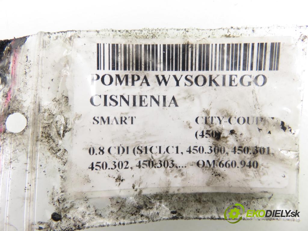 SMART CITY-COUPE (450) HB 2001 30,00 0.8 CDI R3 41 - OM 660.940 799,00 Pumpa vysokého tlaku 6600700001 ; 0445010025