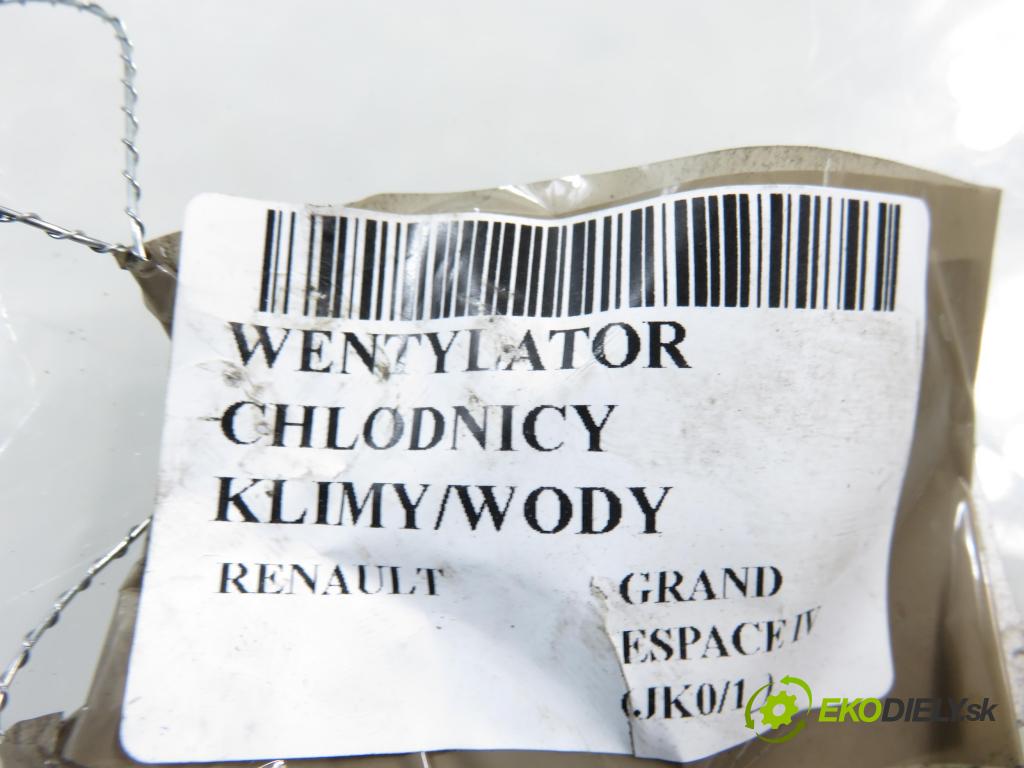 RENAULT GRAND ESPACE IV (JK0/1_) MINIVAN 2003 125,00 2.0 Turbo (JK0A, JK0B, JK0N) - F4R 797 1998,00 Ventilátor chladič klíma/voda 1831068000