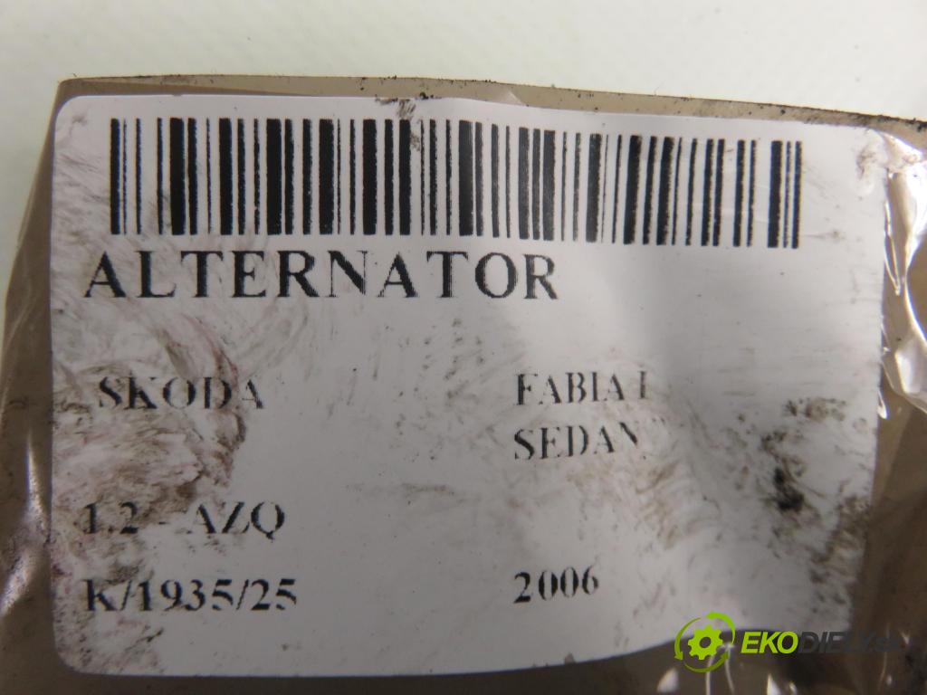 SKODA FABIA I SEDAN (6Y3) SEDAN 2006 47,00 1.2 - AZQ 1198,00 Alternátor 03D903025J ; SG9B057 (Alternátor)