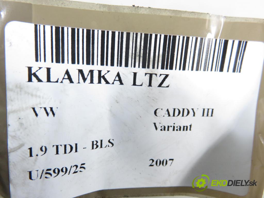 VW CADDY III Variant (2KB, 2KJ, 2CB, 2CJ) KOMBIVAN 2007 77,00 1.9 TDI PD 105 1896,00 Kľučka Dvere posúvne LB 2K0843351D