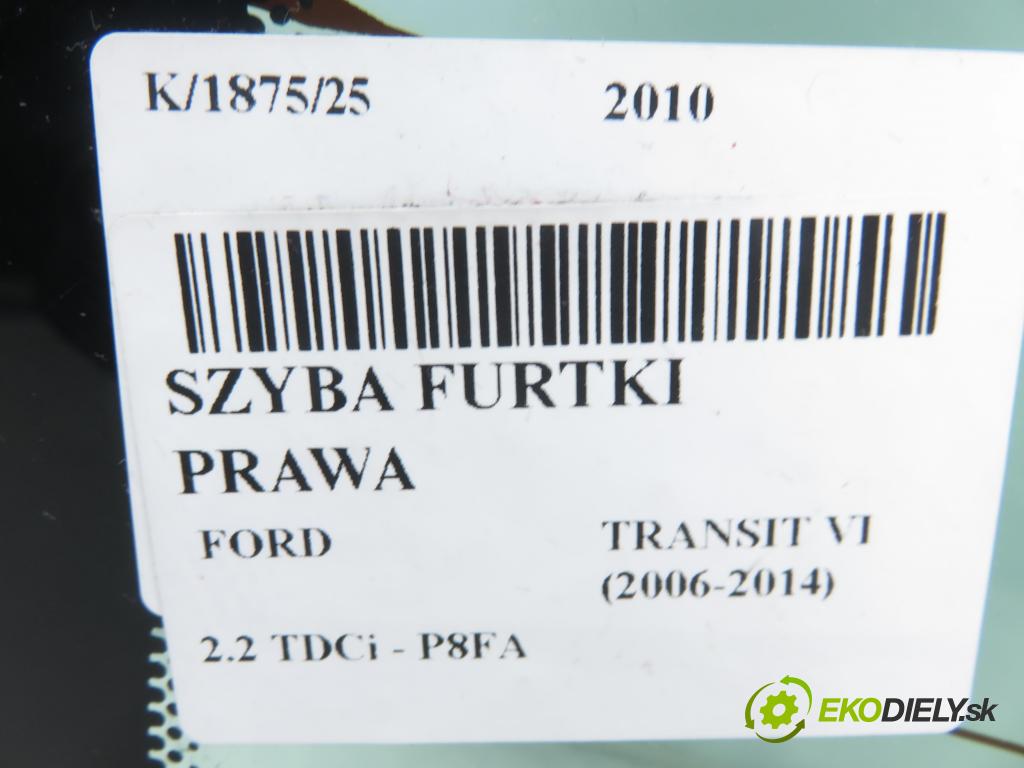 FORD TRANSIT TOURNEO Autobus BUS 2010 63,00 2.2 TDCi - P8FA 2198,00 Okno dvierka pravá 