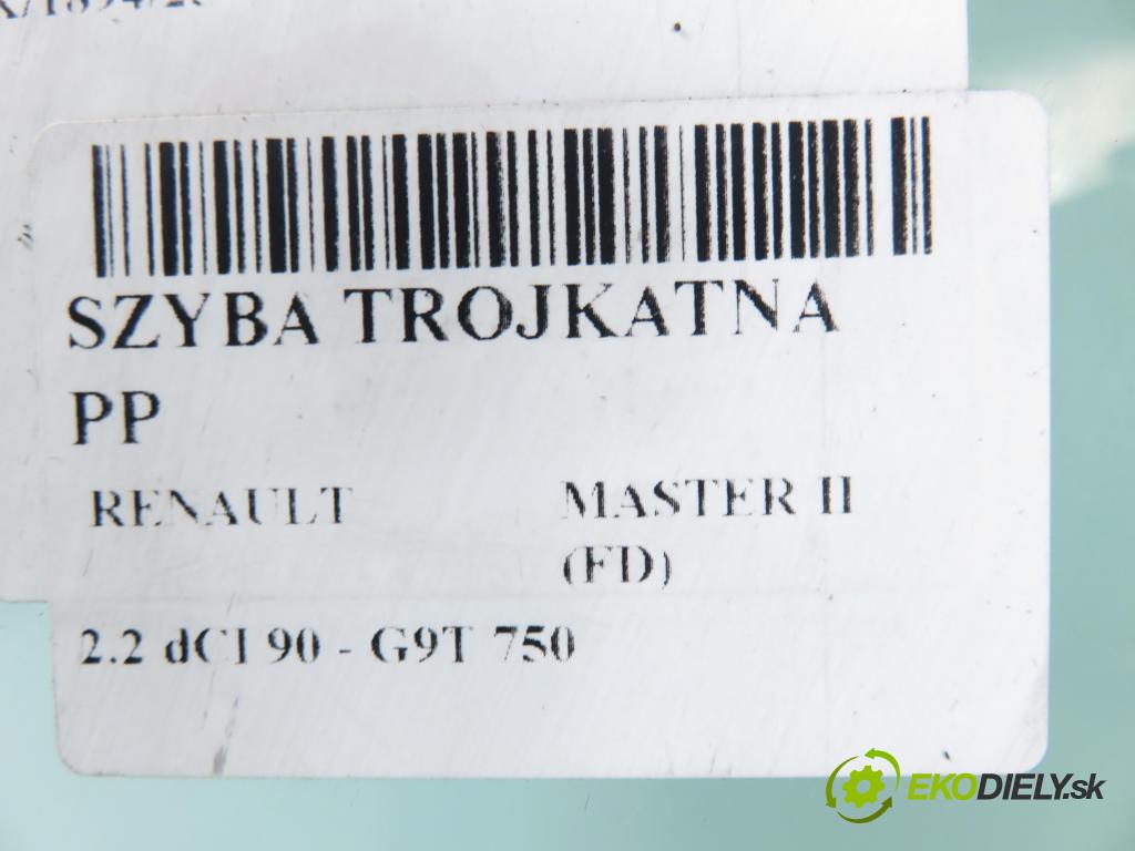 RENAULT MASTER II Skrzynia (FD) FURGON 2006 66,00 2.2 dCI 90 - G9T 750 2188,00 Okno TROJUHOLNÍKÝ PP 
