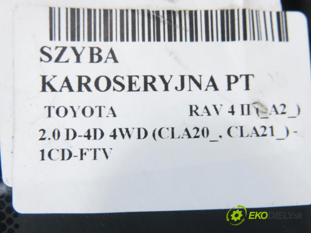 TOYOTA RAV 4 II (_A2_) SUV 2005 85,00 2.0 D-4D 4WD 116 - 1CD-FTV 1995,00 Okno dverí pravé zadné