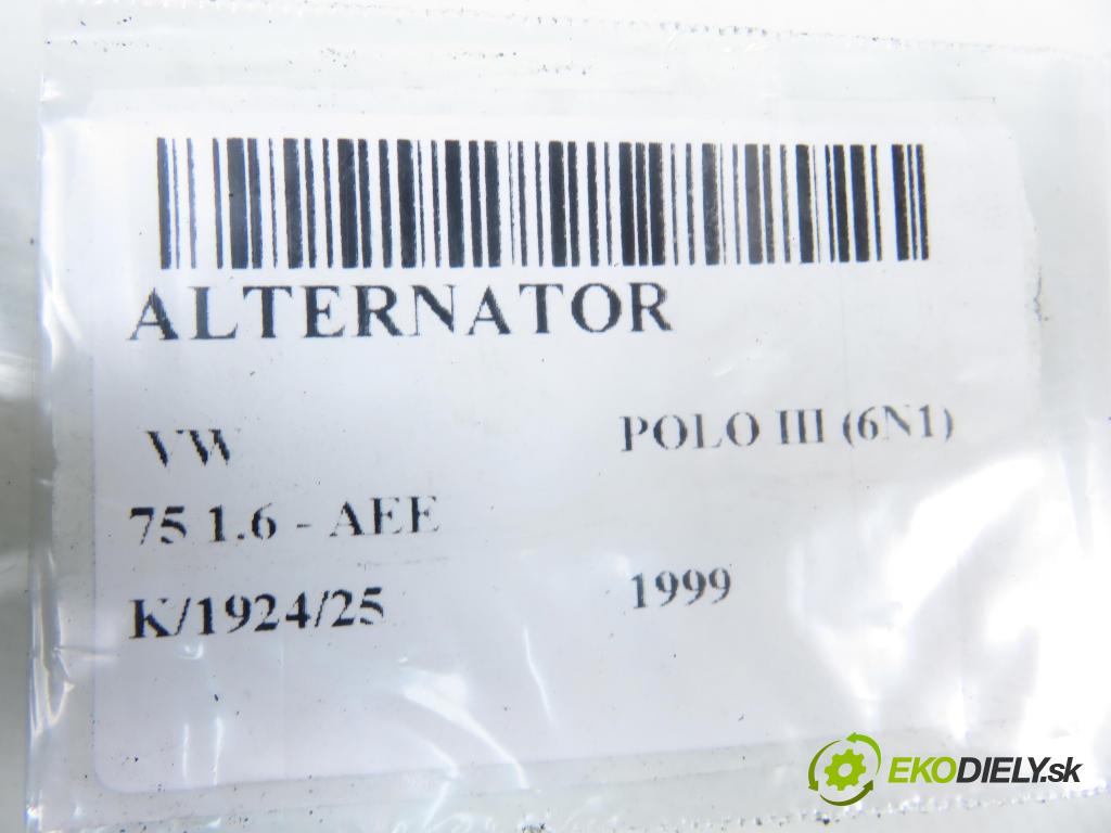 VW POLO (6N1) HB 1999 55,00 75 1.6 - AEE 1598,00 Alternátor  (Alternátor)
