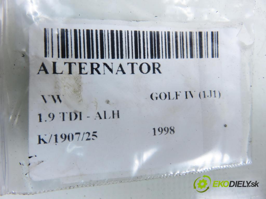VW GOLF IV (1J1) HB 1998 66,00 1.9 TDI 90 - ALH 1896,00 Alternátor 028903028E ; 0124515010 (Alternátor)