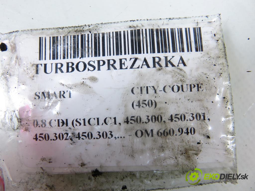 SMART CITY-COUPE (450) HB 2001 30,00 0.8 CDI R3 41 - OM 660.940 799,00 Turbodúchadlo 54319880002 (Turbodúchadlo (kompletné))