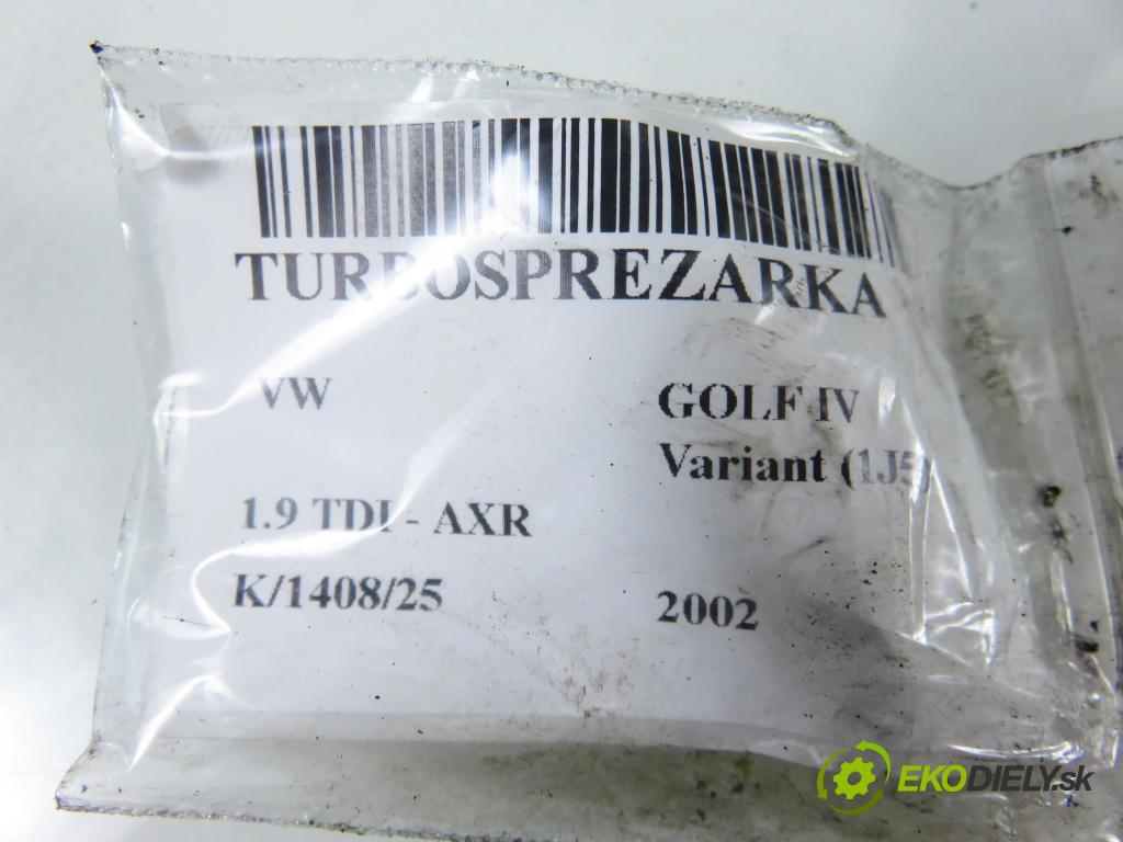 VW GOLF IV Variant (1J5) KOMBI 2002 74,00 1.9 TDI PD 101 - AXR 1896,00 Turbodúchadlo 038253016N (Turbodúchadlo (kompletné))