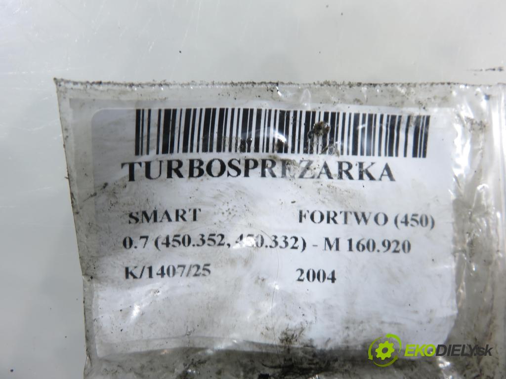 SMART FORTWO Coupe (450) HB 2004 45,00 0.7 (450.352, 450.332) - M 160.920 698,00 Turbodúchadlo 1600960399 (Turbodúchadlo (kompletné))