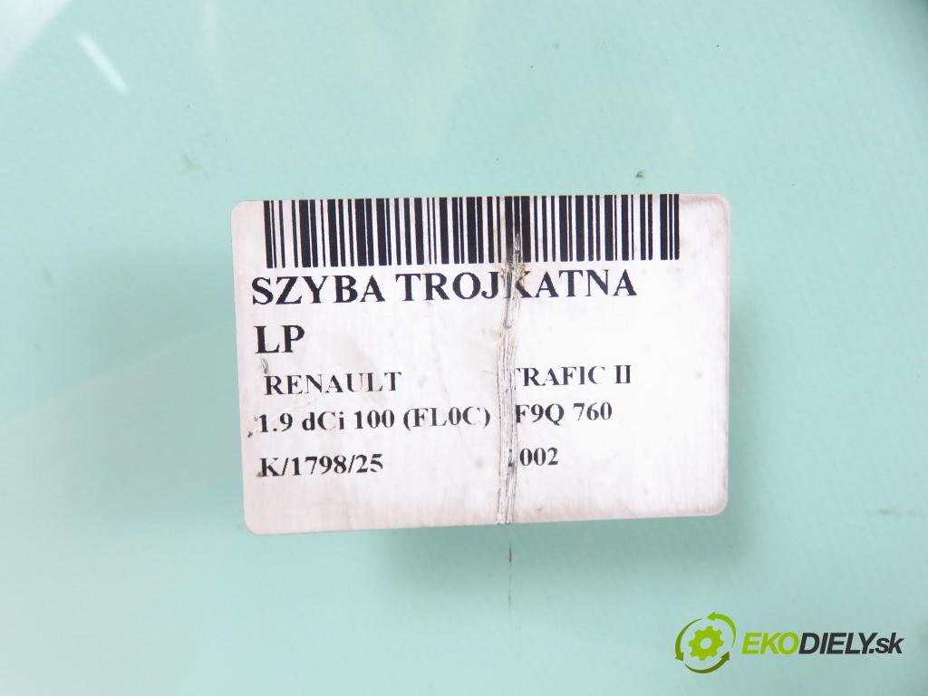 RENAULT TRAFIC II Skrzynia (FL) FURGON 2002 74,00 1.9 dCi 100 - F9Q 760 1870,00 Okno TROJUHOLNÍKÝ LP