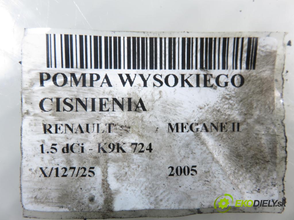 RENAULT MEGANE II (BM0/1_, CM0/1_) HB 2005 63,00 1.5 dCi 86 - K9K 724 1461,00 Pumpa vysokého tlaku 8200423059 ; 8200057225