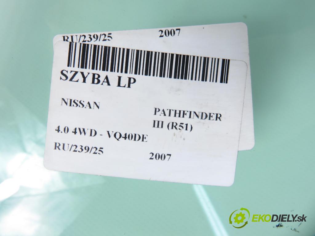 NISSAN PATHFINDER III (R51) TERENOWY 2007 198,00 4.0 4WD 269 - VQ40DE 3954,00 Okno LP