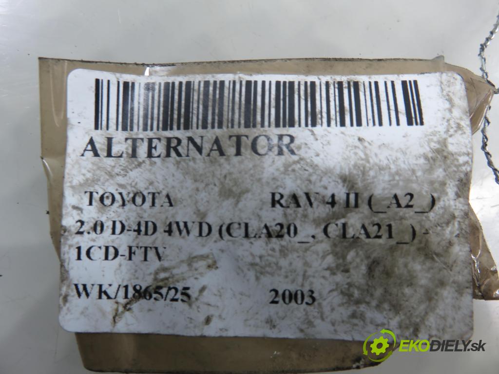 TOYOTA RAV 4 II (_A2_) SUV 2003 85,00 2.0 D-4D 4WD 116 - 1CD-FTV 1995,00 Alternátor  (Alternátor)