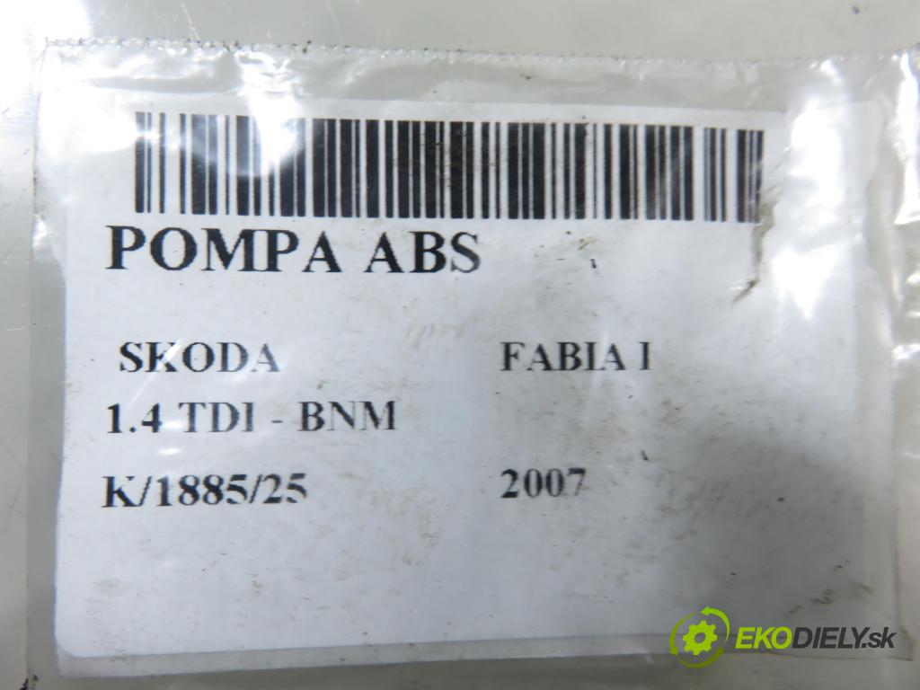 SKODA FABIA I (6Y2) SEDAN 2007 51,00 1.4 TDI - BNM 1422,00 Pumpa ABS 0265800511 ; 6Q0907379AF (Pumpa ABS)
