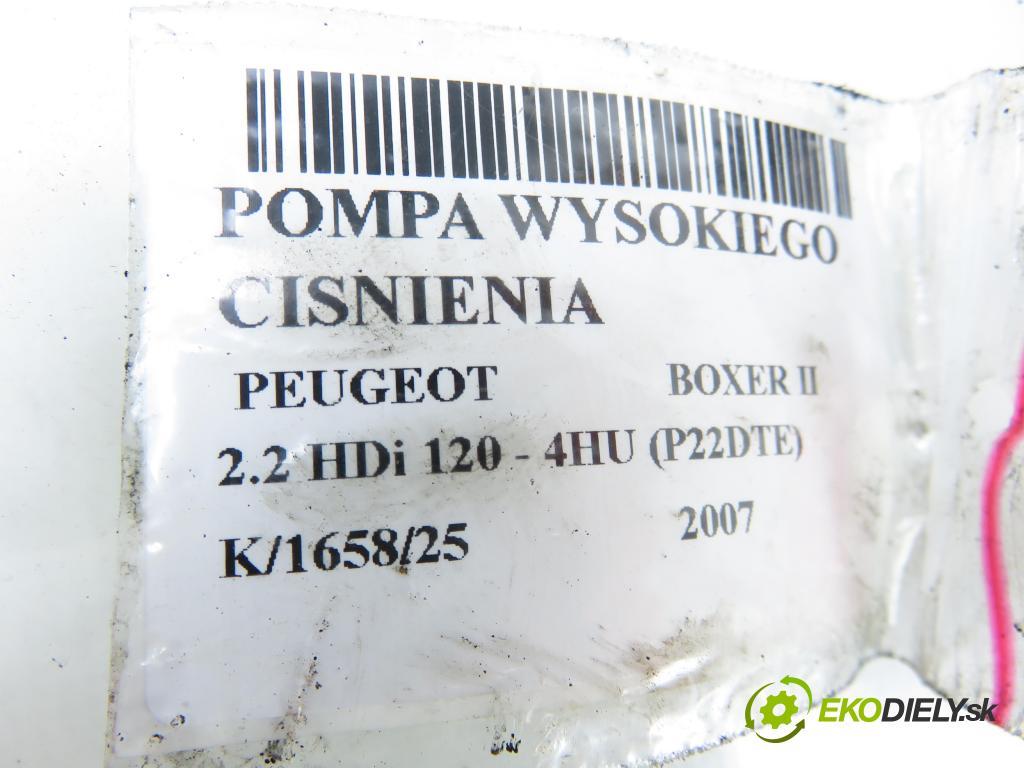 PEUGEOT BOXER Skrzynia FURGON 2007 88,00 2.2 HDi 120 - 4HU (P22DTE) 2198,00 Pumpa vysokého tlaku HU2940000400 ; 6C1Q9B395AB