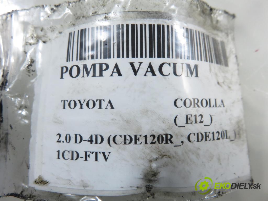 TOYOTA COROLLA (_E12_) HB 2003 85,00 2.0 D-4D 116 (CDE120R_, CDE120L_) - 1CD-FTV 1995,00 Pumpa vákuová 2930027010 ; 2810002590