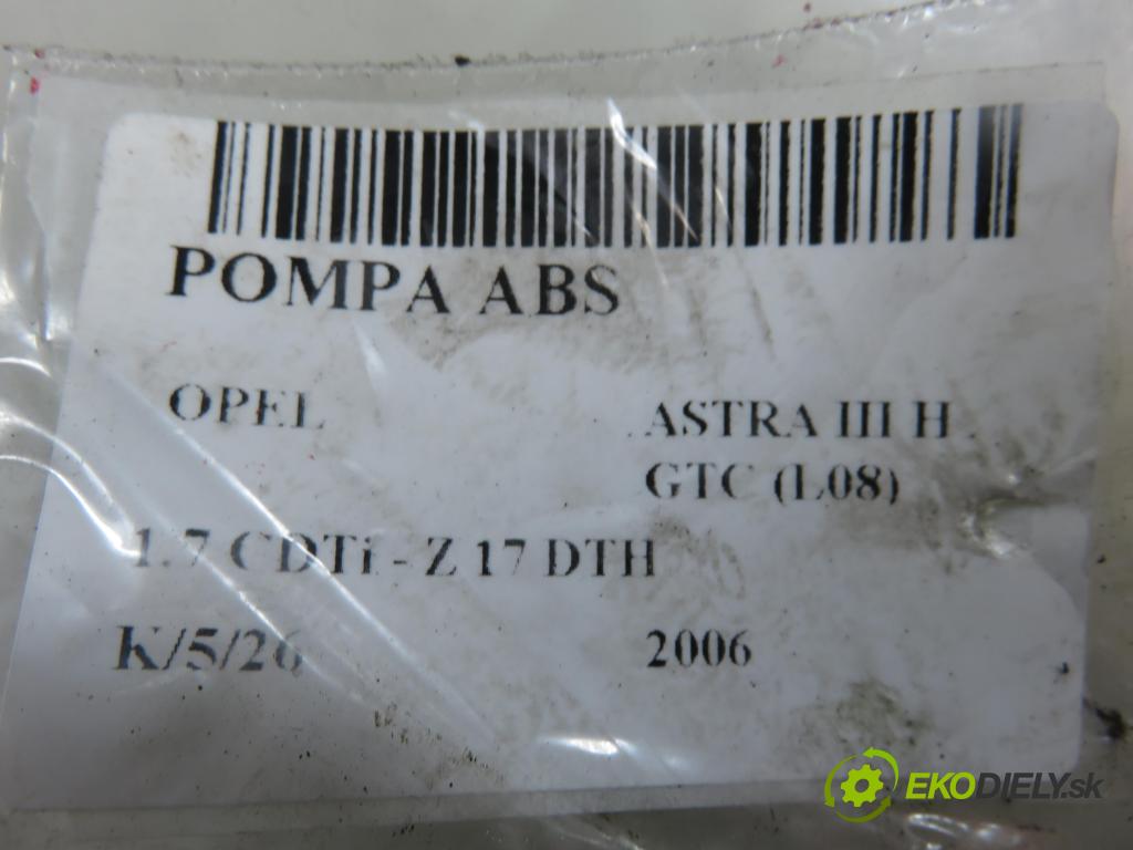 OPEL ASTRA H GTC (L08) HB 2006 74,00 1.7 CDTi - Z 17 DTH 1686,00 Pumpa ABS 10096005483 ; 13213610AL ; 10020602064 (Pumpa ABS)