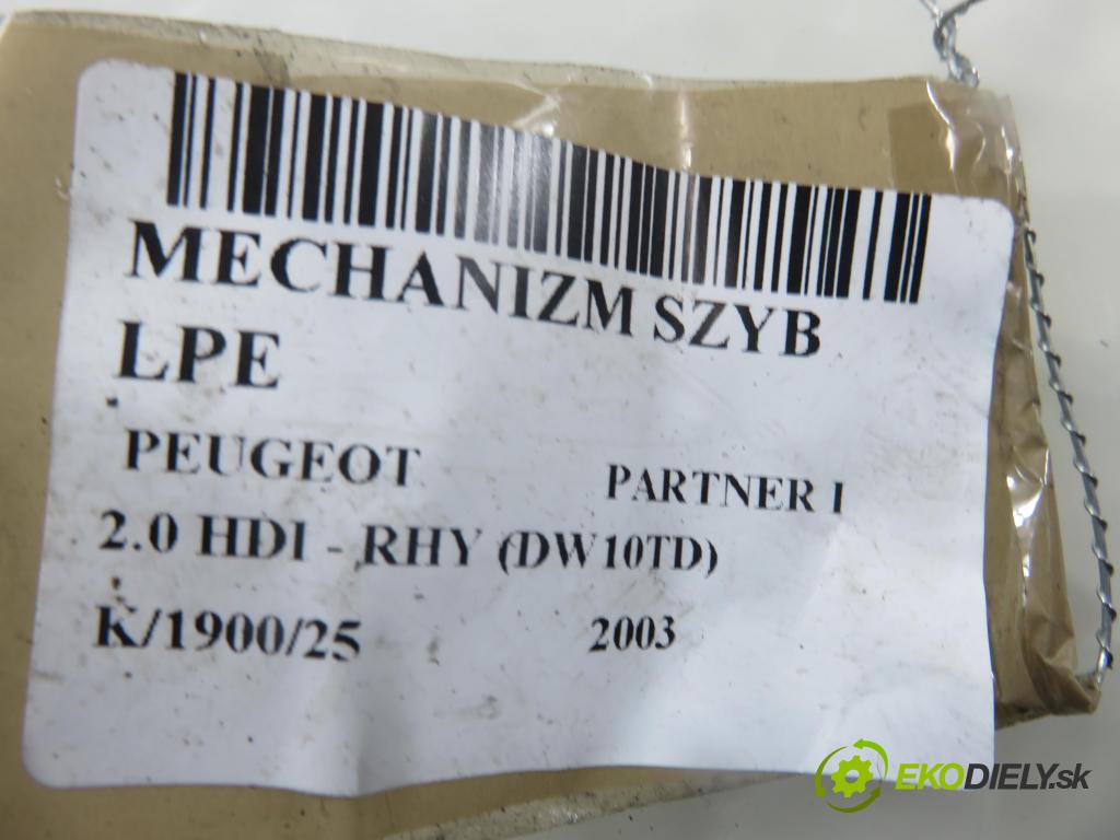 PEUGEOT PARTNER Combispace (5F) KOMBIVAN 2003 66,00 2.0 HDI - RHY (DW10TD) 1997,00 Mechanizmus okien 0130821763